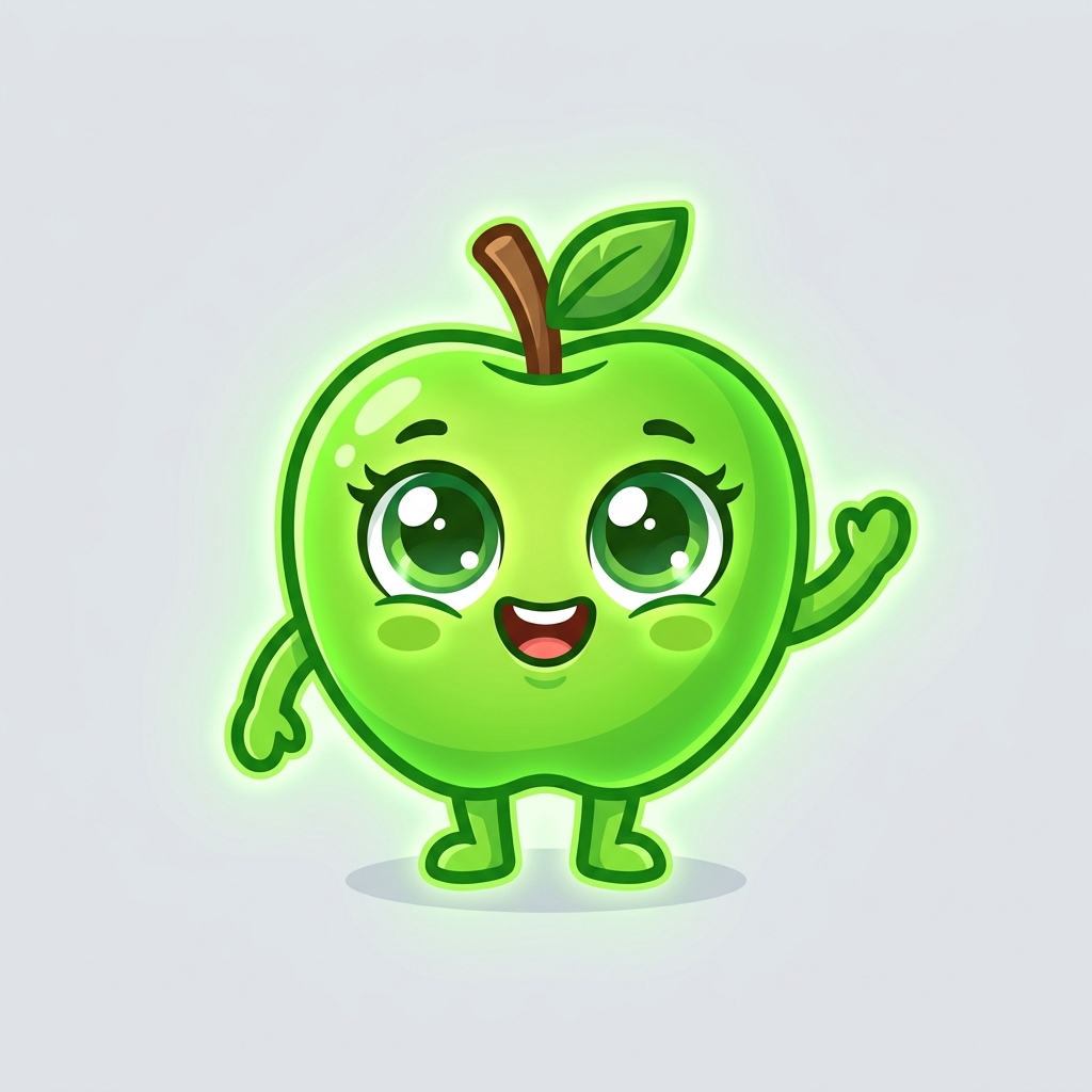 Cute apple fruit character