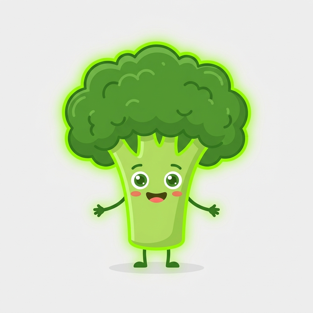 Cute broccoli vegetable character